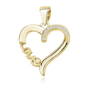 Pandantiv argint placat cu aur galben inima cu pietre Love DiAmanti Z1175CG_W-DIA (Argint 925‰ 1,5 g.)